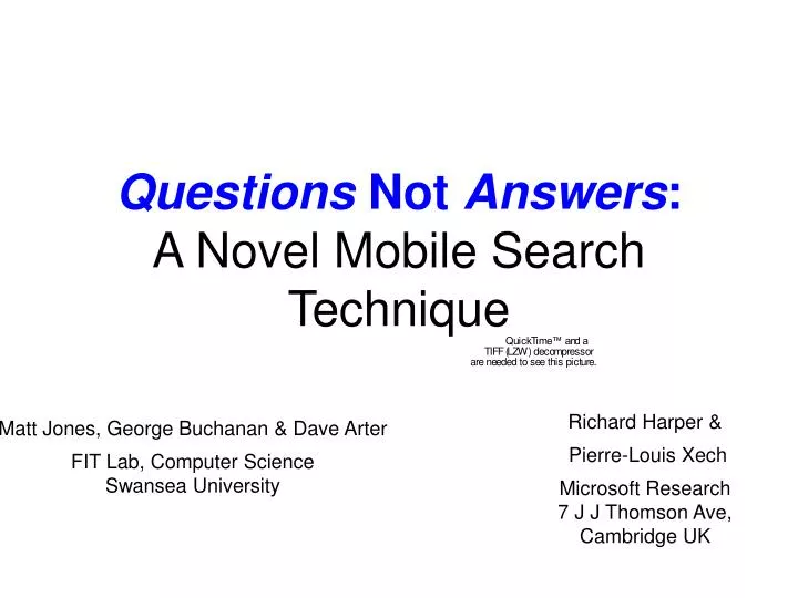 questions not answers a novel mobile search technique