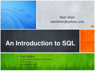 An Introduction to SQL