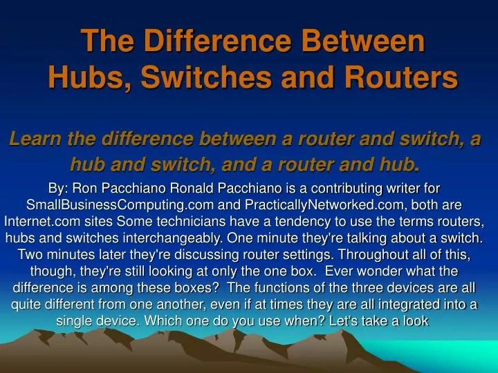 the difference between hubs switches and routers