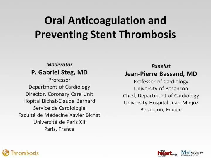 oral anticoagulation and preventing stent thrombosis