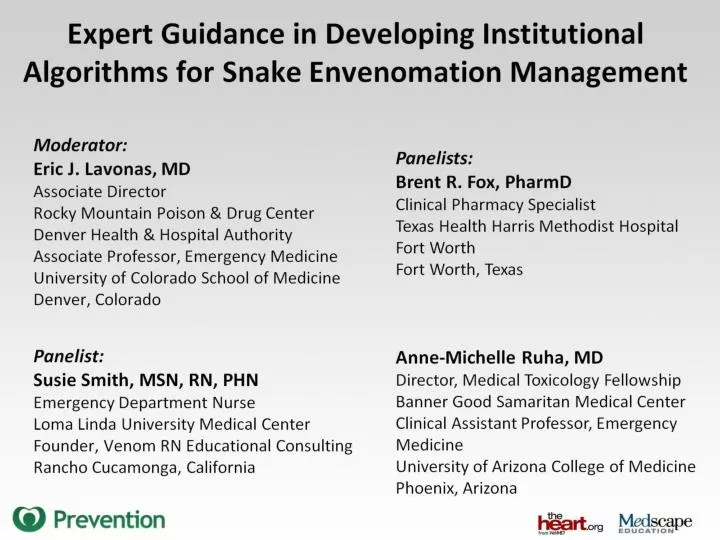 expert guidance in developing institutional algorithms for snake envenomation management