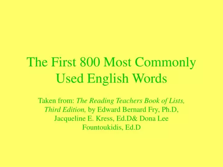 the first 800 most commonly used english words