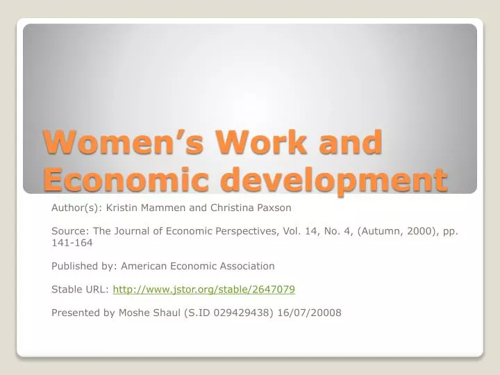 women s work and economic development