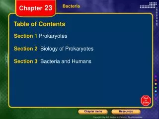 table of contents