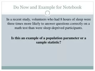 Do Now and Example for Notebook