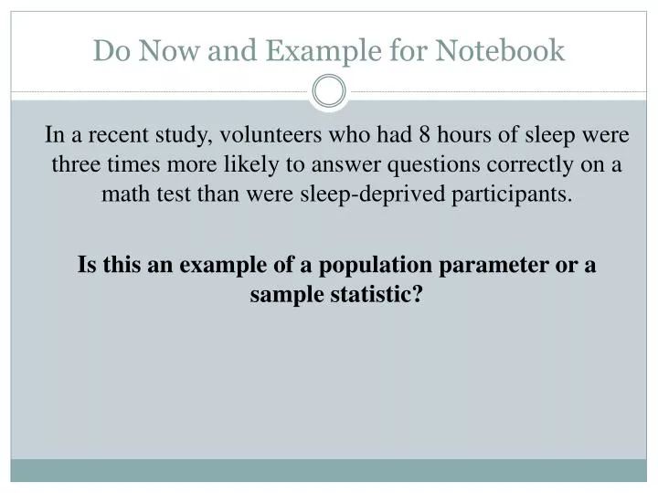 do now and example for notebook