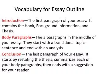 Vocabulary for Essay Outline