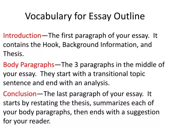 vocabulary for essay outline