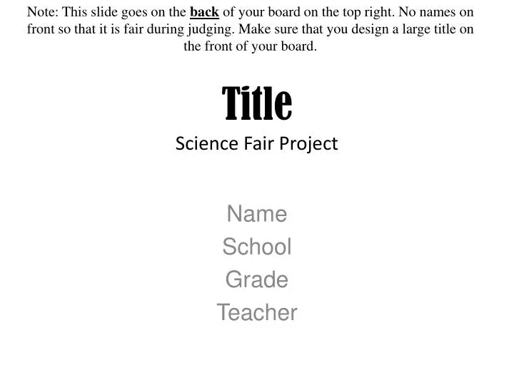 title science fair project