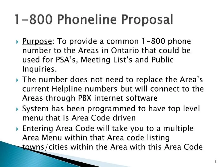 1 800 phoneline proposal