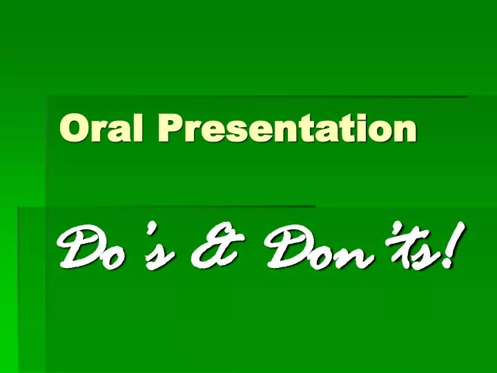 oral presentation