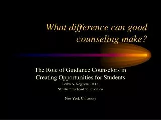 What difference can good counseling make?