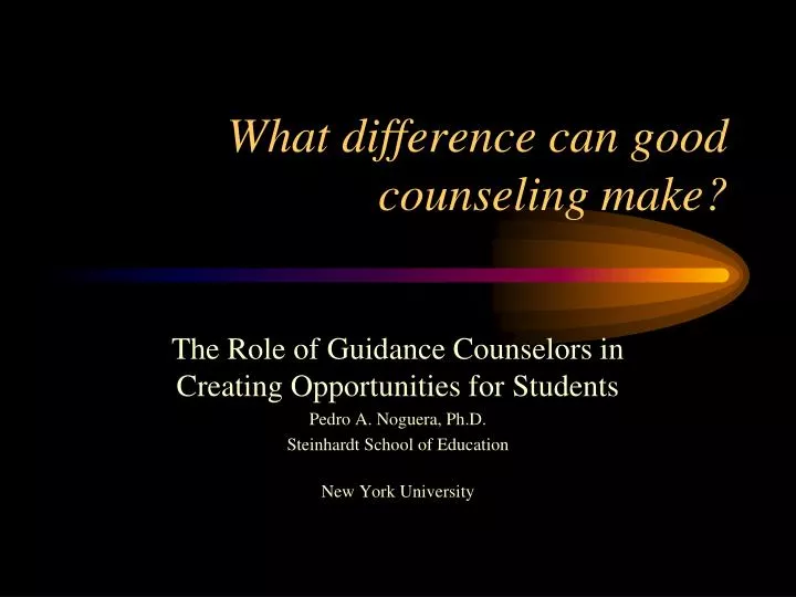 what difference can good counseling make