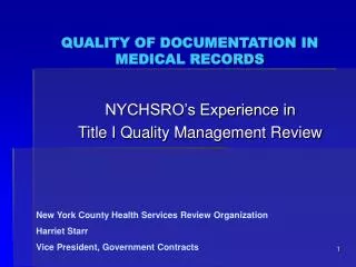 quality of documentation in medical records