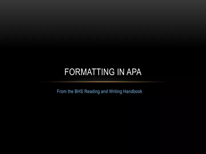 formatting in apa