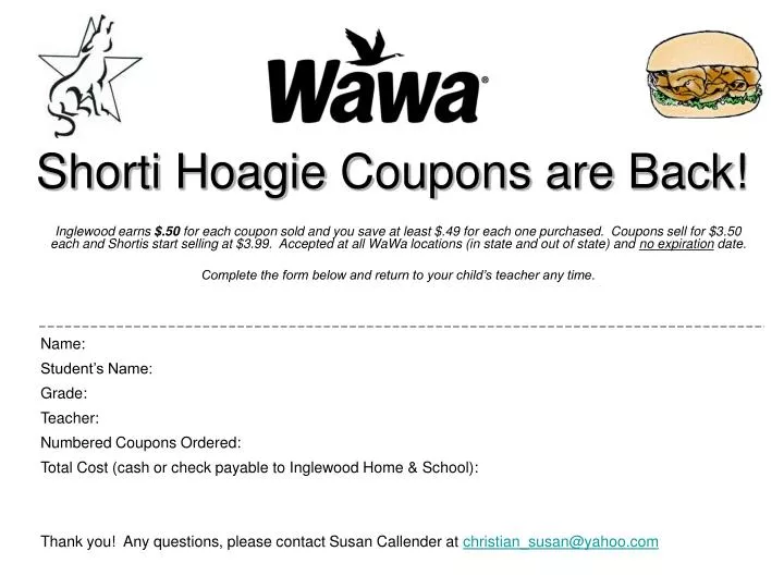 shorti hoagie coupons are back