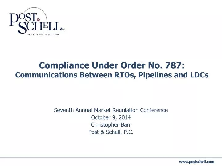 compliance under order no 787 communications between rtos pipelines and ldcs
