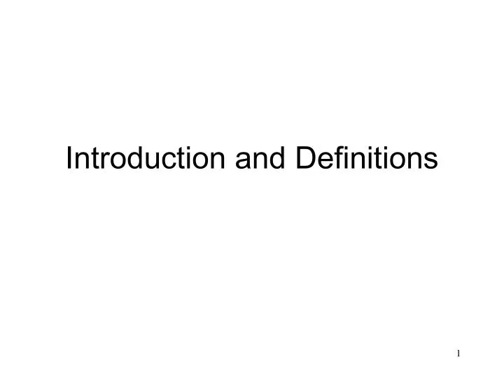 introduction and definitions