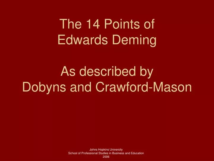 the 14 points of edwards deming as described by dobyns and crawford mason