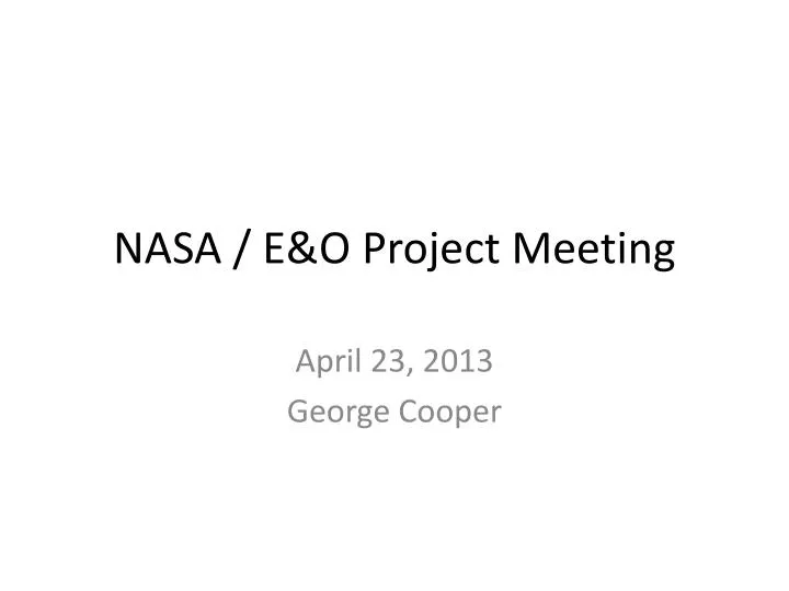 nasa e o project meeting