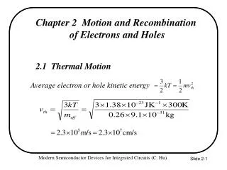 Chapter 2 Motion and Recombination of Electrons and Holes