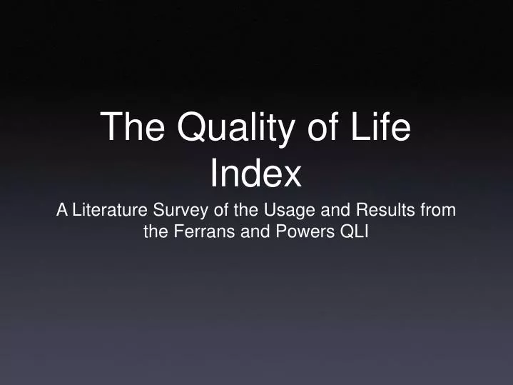 the quality of life index