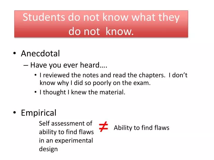students do not know what they do not know