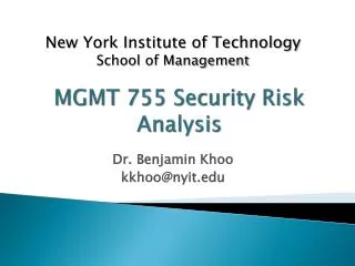 MGMT 755 Security Risk Analysis