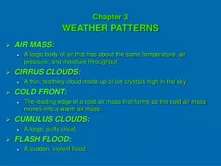 Chapter 3 WEATHER PATTERNS