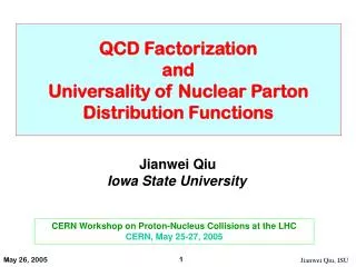 QCD Factorization and Universality of Nuclear Parton Distribution Functions
