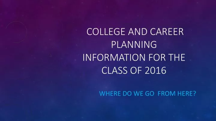 college and career planning information for the class of 2016