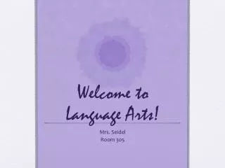 Welcome to Language Arts!