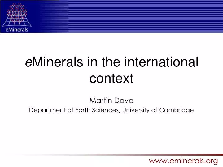 e minerals in the international context