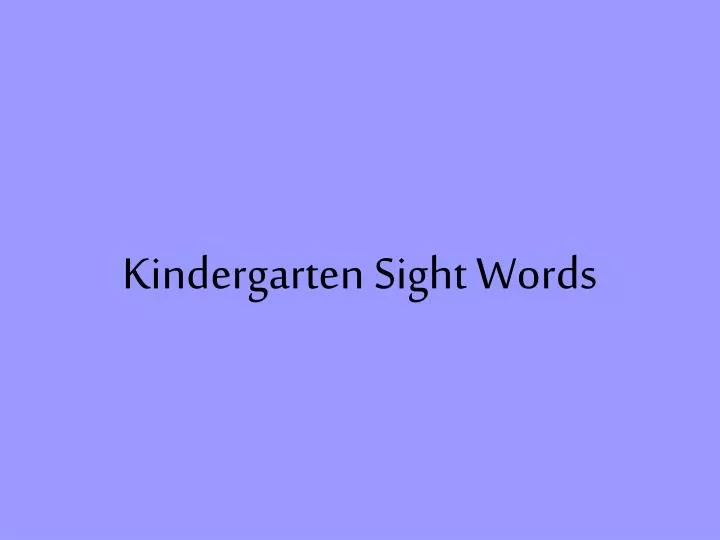 kindergarten sight words