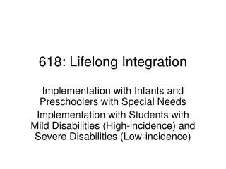 618: Lifelong Integration