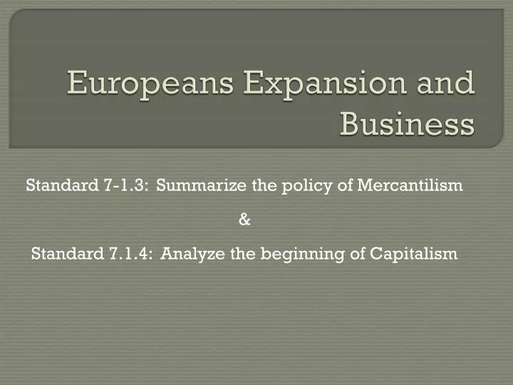 europeans expansion and business