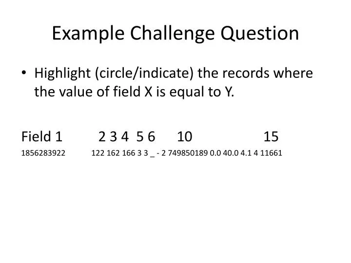 example challenge question