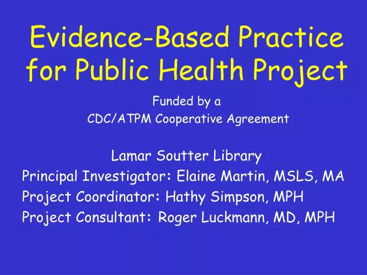 evidence based practice for public health project