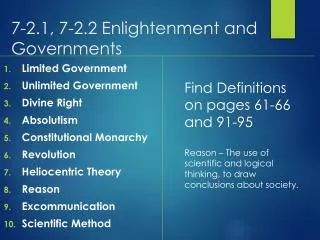7-2.1, 7-2.2 Enlightenment and Governments
