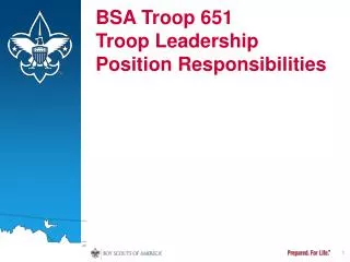 BSA Troop 651 Troop Leadership Position Responsibilities