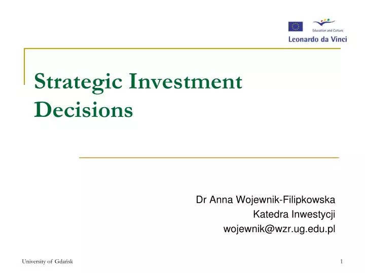 strategic investment decisions