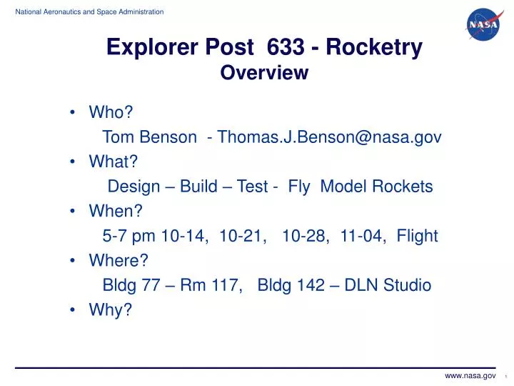 explorer post 633 rocketry overview