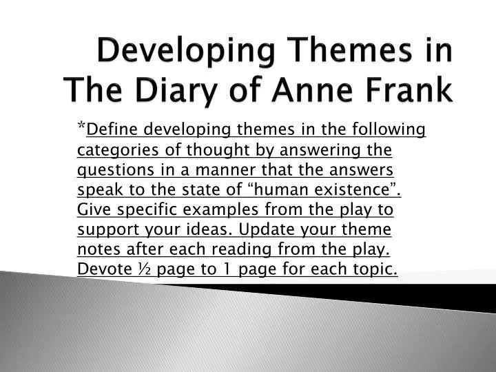 developing themes in the diary of anne frank
