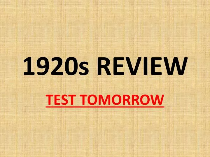 1920s review