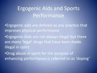 Ergogenic Aids and Sports Performance