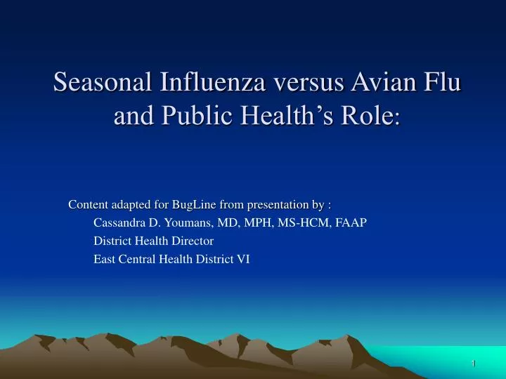 seasonal influenza versus avian flu and public health s role