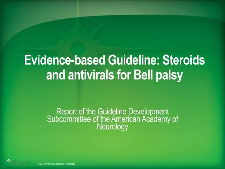 evidence based guideline steroids and antivirals for bell palsy
