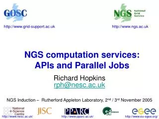 NGS computation services: APIs and Parallel Jobs