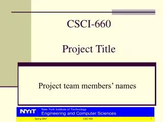 CSCI-660 Project Title