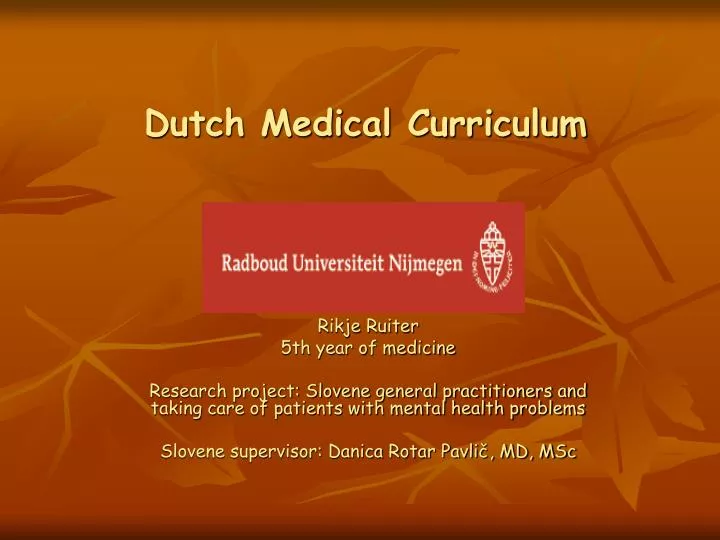 dutch medical curriculum